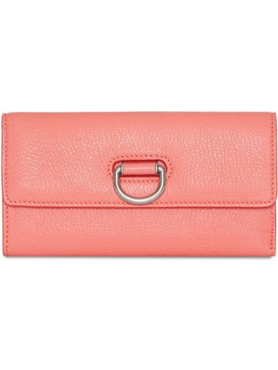 Burberry D-ring Grainy Leather Continental Wallet In Pink