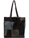 BY WALID BLUE PATCH TOP HANDLE TOTE BAG