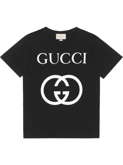 Gucci Oversize T-shirt With Interlocking G In Black