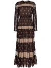 GIAMBATTISTA VALLI GIAMBATTISTA VALLI LONG SLEEVE PATTERN MAXI DRESS - BLACK