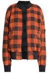 R13 WOMAN REVERSIBLE CHECKED COTTON-FLANNEL BOMBER JACKET ORANGE,US 14693524283417913