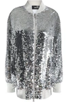 LOVE MOSCHINO WOMAN SEQUINED MESH BOMBER JACKET SILVER,AU 3024088873138870