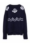 MARKUS LUPFER MARKUS LUPFER WOMAN INTARSIA MERINO WOOL SWEATER NAVY,3074457345619020708