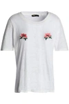 MAJE Embroidered slub cotton-jersey T-shirt,AU 6200568457274420