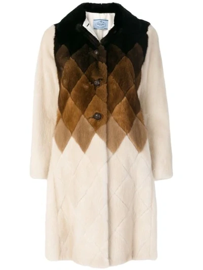 Prada Dégradé Rhombus Panel Coat In Neutrals