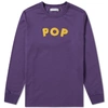Pop Trading Company Pop Trading Company Long Sleeve Logo Applique Tee,POPAW180313