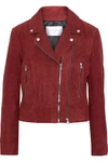 SANDRO SANDRO WOMAN ADAYA SUEDE BIKER JACKET BRICK,3074457345619207665