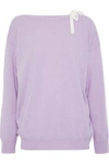 SANDRO SANDRO WOMAN PEG BOW-EMBELLISHED WOOL AND CASHMERE-BLEND SWEATER LAVENDER,3074457345619207659