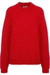 SANDRO SANDRO WOMAN JUDIE BRUSHED BOUCLÉ-KNIT MOHAIR-BLEND SWEATER RED,3074457345619208729