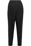 BOTTEGA VENETA BOTTEGA VENETA WOMAN CROPPED WOOL AND SILK-BLEND TAPERED PANTS BLACK,3074457345618919732