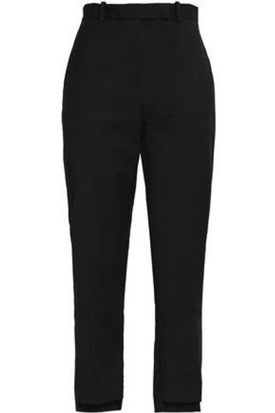 Maje Woman Cropped Twill Tapered Trousers Black