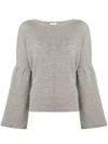 ALLUDE RIBBED KNIT ROUND NECK SWEATER