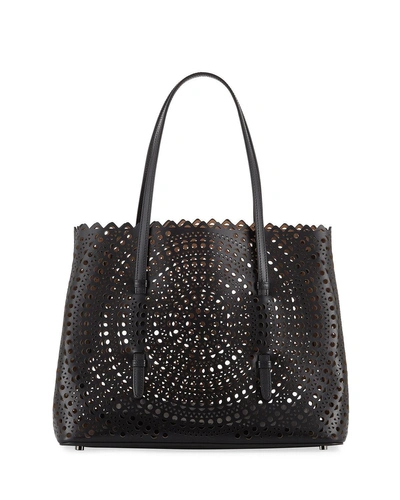 Alaïa Mina Small Vienne Laser-cut Leather Tote Bag In Noir