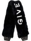 Givenchy Black Logo Embroidered Faux Fur Bag Strap In Black