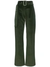 MATERIEL MATÉRIEL BELTED CORDUROY FLARED TROUSERS - GREEN