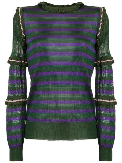 Andrea Bogosian Striped Knit Blouse - 绿色 In Green
