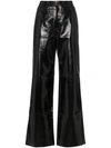 CHARM'S HIGH WAISTED STRAIGHT LEG LEATHER TROUSERS