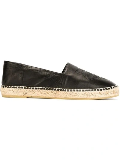 Kenzo Tiger Embroidered Espadrilles In Black