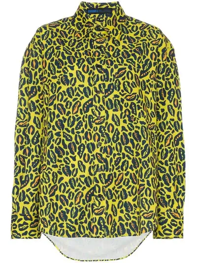 Charm's Oversized Leopard Print Cotton In Yellow Blue