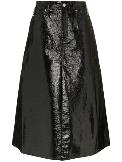 Beaufille Lantona A Line Vinyl Cotton Blend Skirt In Black