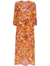 ADRIANA DEGREAS ADRIANA DEGREAS FLOWER AND FRUIT PRINTED BELTED ROBE - MULTICOLOUR