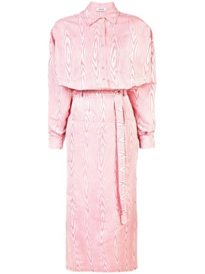 Attico Tie Waist Shirt Dress In Pink