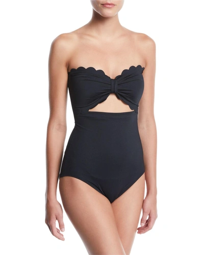 Kate Spade Marina Piccola Cut Out Bandeau One-piece Swimsuit In Black