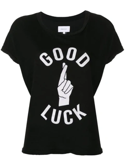 Current Elliott The Relaxed Crew Good Luck Graphic Tee In Black