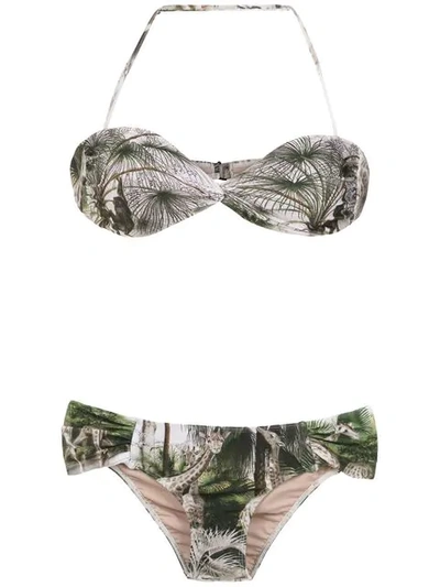 Adriana Degreas Safari Off The Shoulder Bikini Set - 绿色 In Green