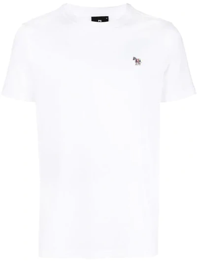 Ps By Paul Smith Mens White Zebra-embroidered Cotton-jersey T-shirt