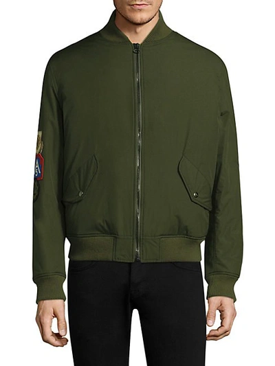 As65 Ripstop Coyote Fur-lined Bomber Jacket In Army Green