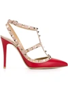 Valentino Garavani Patent Leather Rockstud Slingbacks In Red