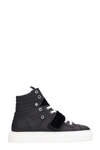 GIENCHI HYPNOS BLACK LEATHER AND VELVET SNEAKERS,10690860