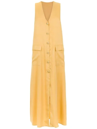 Adriana Degreas Buttoned Midi Dress In Yellow