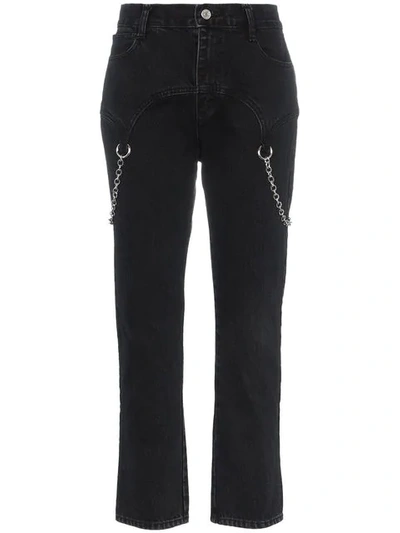 Sandy Liang Marks Chain Embellished Straight Jeans In Black