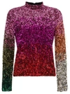 ASHISH ASHISH HIGH NECK TINSEL EMBELLISHED SILK TOP - PINK