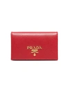 PRADA PRADA RED SMALL LOGO LEATHER WALLET