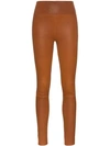 SPRWMN SPRWMN BROWN HIGH WAISTED LEATHER LEGGINGS