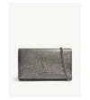 SAINT LAURENT MONOGRAM METALLIC LEATHER CROSS-BODY PURSE