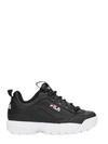 FILA DISTRUPTOR BLACK LEATHER SNEAKERS,10690949