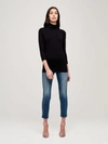 L Agence Aja Tortoiseshell Print Jersey Turtleneck Top In Black