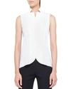 Akris Notched Stand-collar Sleeveless Button-front Blouse In White