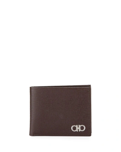Ferragamo Men's Revival Gancini Bi-fold Leather Wallet, Brown In Tabacco