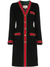 Gucci Single-breasted Web-trim 3-pocket Wool Coat In Black