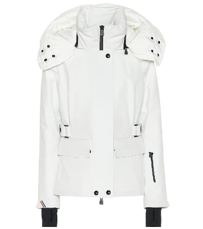 Moncler Entova Coat With Detachable Fur Hood In White