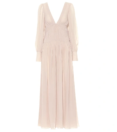 Stella Mccartney Carleigh Shirred Silk-georgette Maxi Dress In Nude/neutrals