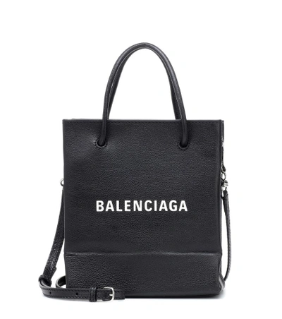 Balenciaga Black And White Aj Grained Leather Tote Bag In Black/white