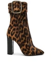 SAINT LAURENT Leopard Print Pony Hair Joplin Buckle Boots,SLAU-WZ418