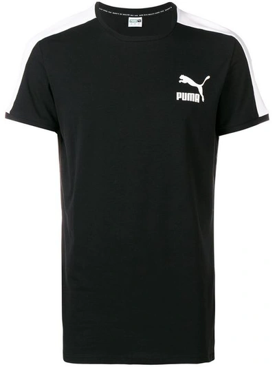 Puma Iconic Logo Slim Cotton Jersey T-shirt In Black