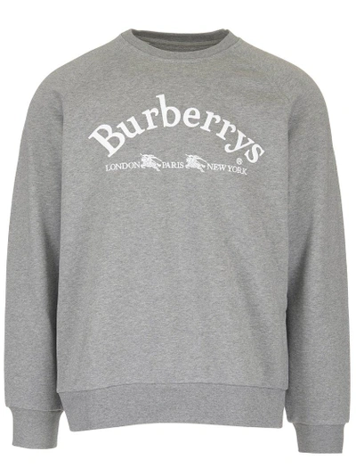 Burberry Logo-embroidered Cotton-blend Sweatshirt In Pale Grey Melange